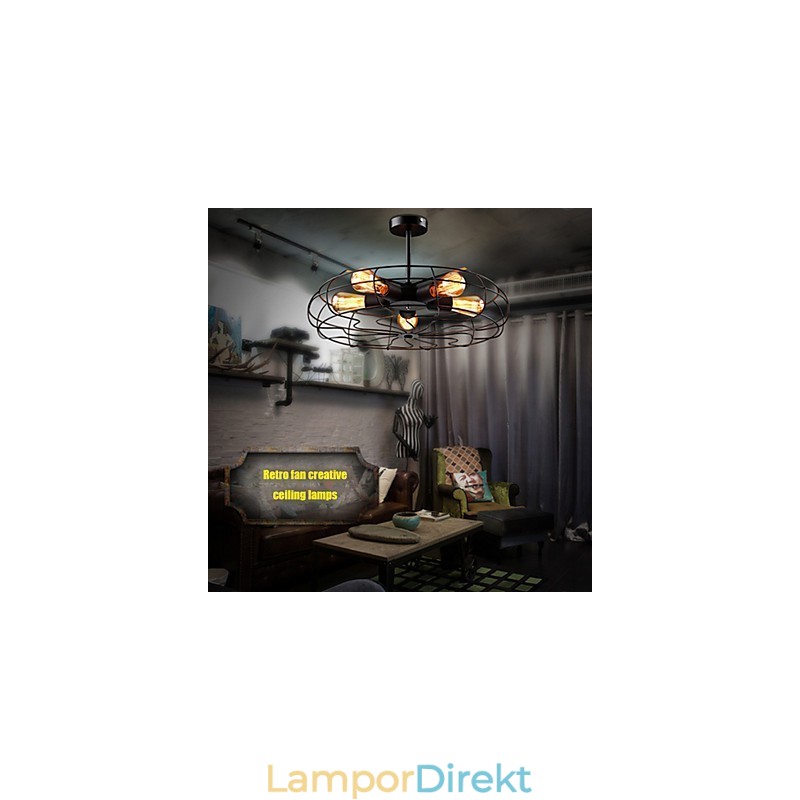 Industriell Vintage Metall Fläkt Hängande Lampa Steampunk Tak Ljuskrona Ljus