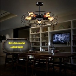 Industriell Vintage Metall Fläkt Hängande Lampa Steampunk Tak Ljuskrona Ljus