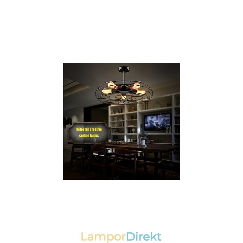 Industriell Vintage Metall Fläkt Hängande Lampa Steampunk Tak Ljuskrona Ljus