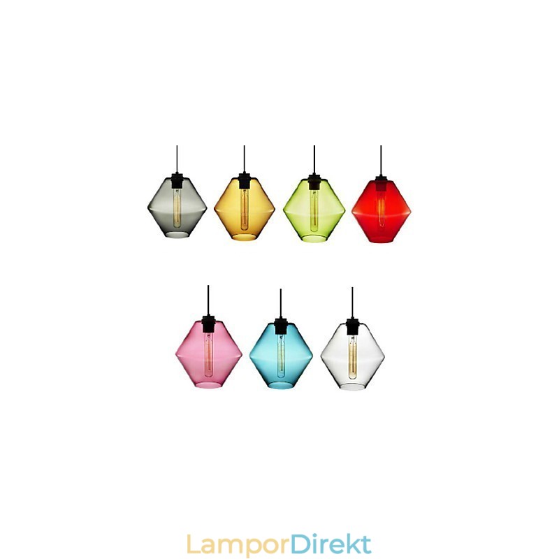 Candy Color Single Head Art Glas Ljuskrona Pendellampa Med Glasskärm (Grå Gul Grön Röd Rosa Blå Vit)