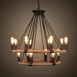 Traditionell Klassisk Rustik Lodge Vintage Retro Landmålning Metall Taklampa