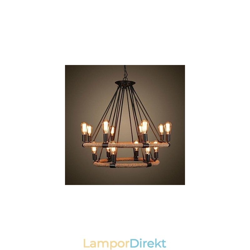 Traditionell Klassisk Rustik Lodge Vintage Retro Landmålning Metall Taklampa