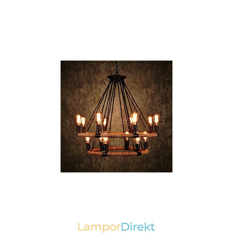Traditionell Klassisk Rustik Lodge Vintage Retro Landmålning Metall Taklampa