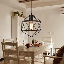 Geometrisk Linje Diamond Smidesjärn Ljuskrona Pendel Light Modern Contemporary