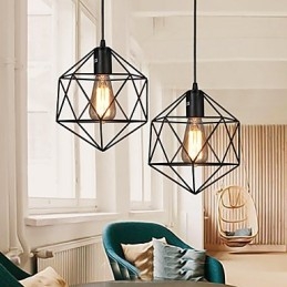 Geometrisk Linje Diamond Smidesjärn Ljuskrona Pendel Light Modern Contemporary