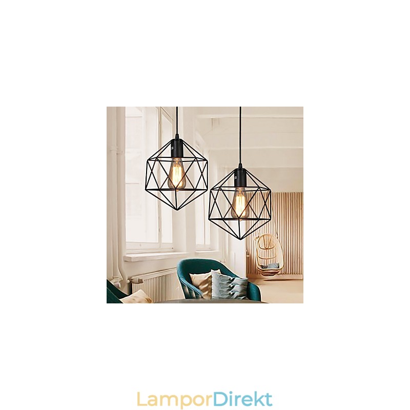 Geometrisk Linje Diamond Smidesjärn Ljuskrona Pendel Light Modern Contemporary