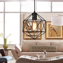 Geometrisk Linje Diamond Smidesjärn Ljuskrona Pendel Light Modern Contemporary