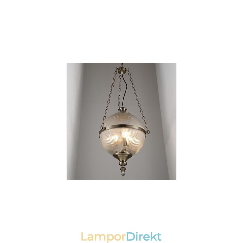 Järn Brons Ljuskrona Lampa Glas
