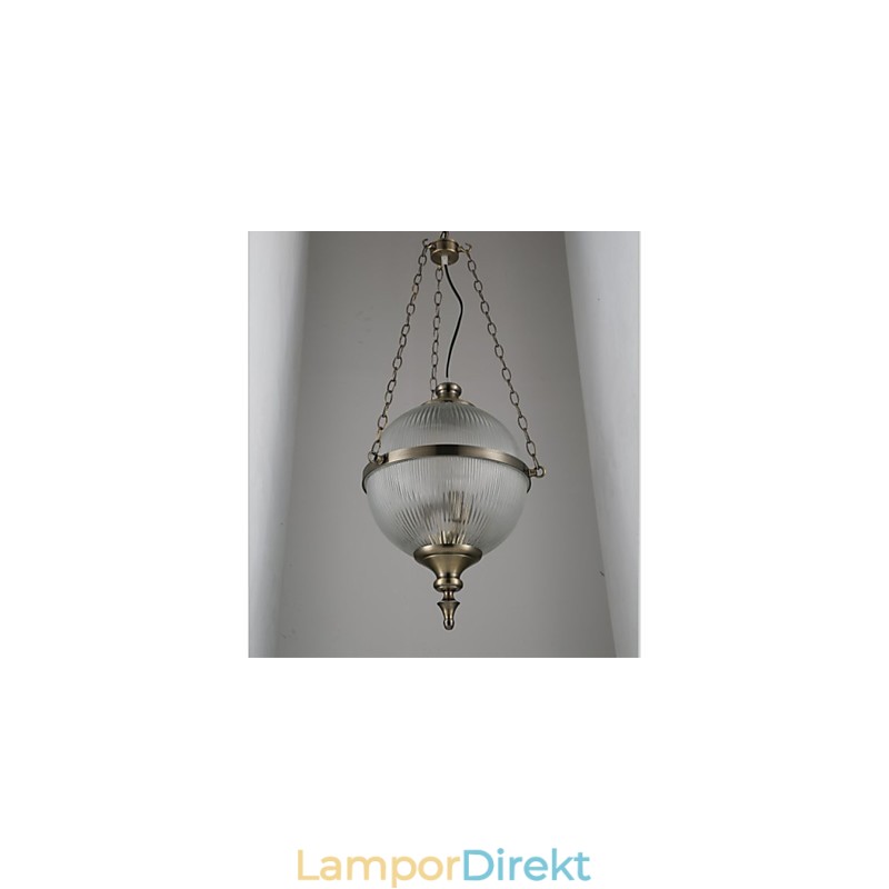 Järn Brons Ljuskrona Lampa Glas