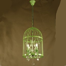 Vintage Iron Cage Trapplampa Ljuskrona Crystal