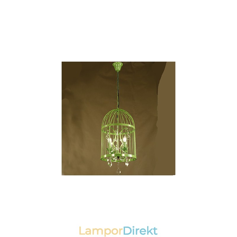 Vintage Iron Cage Trapplampa Ljuskrona Crystal