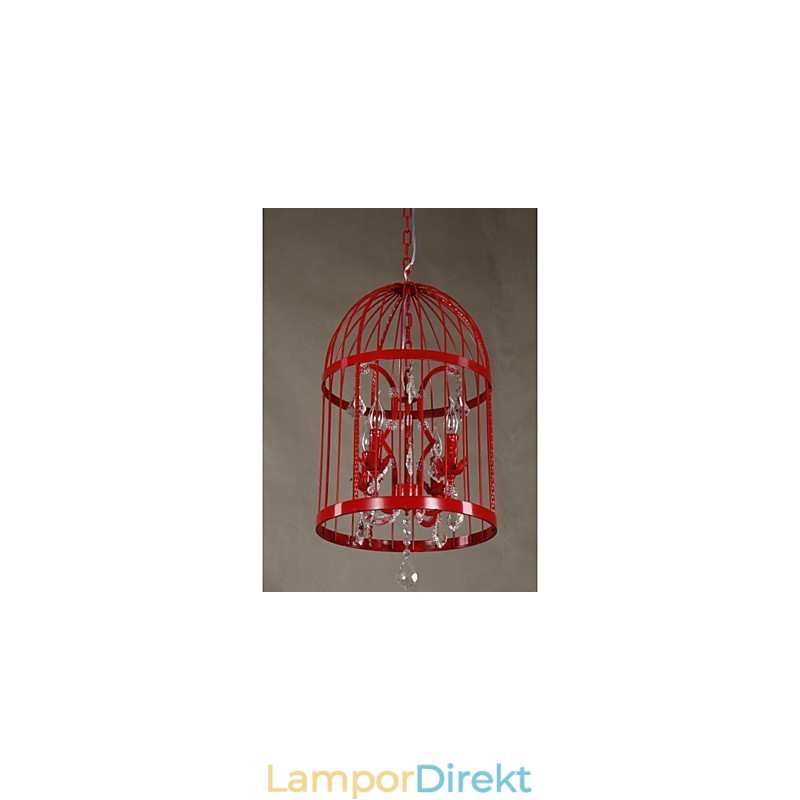 Vintage Iron Cage Trapplampa Ljuskrona Crystal