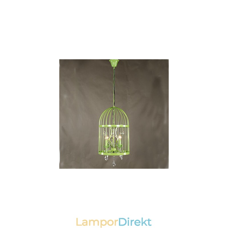 Vintage Iron Cage Trapplampa Ljuskrona Crystal