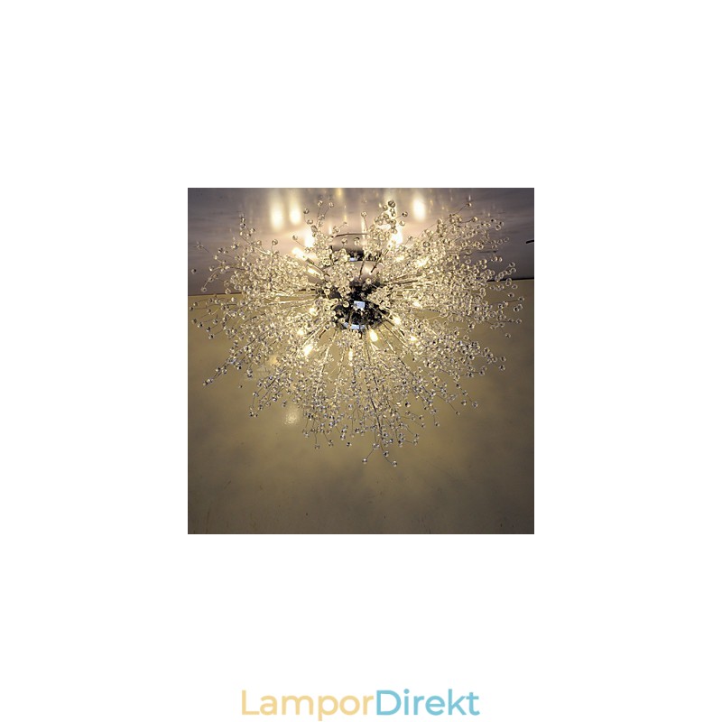 G4 Pendellampa Med Miterad Kristall I Rostfritt Stål Dia 90Cm