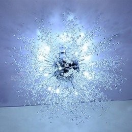 G4 Pendellampa Med Miterad Kristall I Rostfritt Stål Dia 90Cm