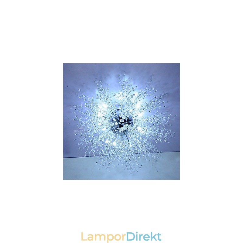 G4 Pendellampa Med Miterad Kristall I Rostfritt Stål Dia 90Cm