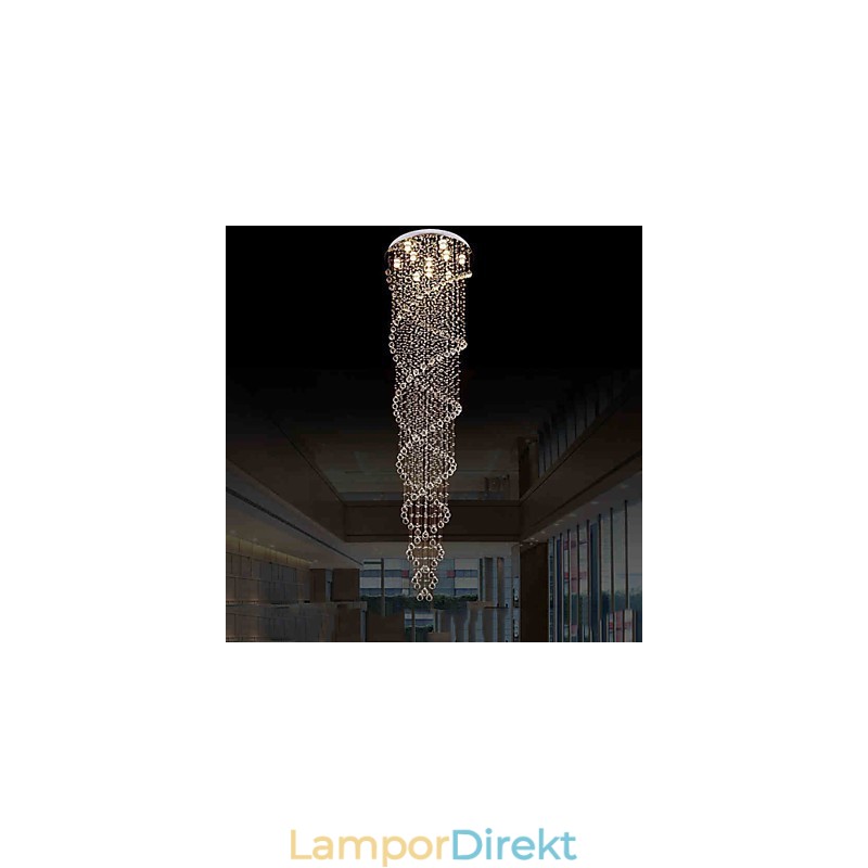 Takljuskrona Ljus Pendelljus Lampa Belysningsarmaturer Med K9 Crystal Double Spiral