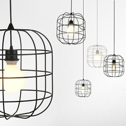 Mini Artistic Birdcage Pendellampa 1 Ljus Mordern Enkelhet Finish Svart Vit Metall Kolstål Droplight