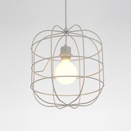 Mini Artistic Birdcage Pendellampa 1 Ljus Mordern Enkelhet Finish Svart Vit Metall Kolstål Droplight