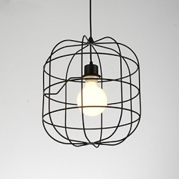 Mini Artistic Birdcage Pendellampa 1 Ljus Mordern Enkelhet Finish Svart Vit Metall Kolstål Droplight