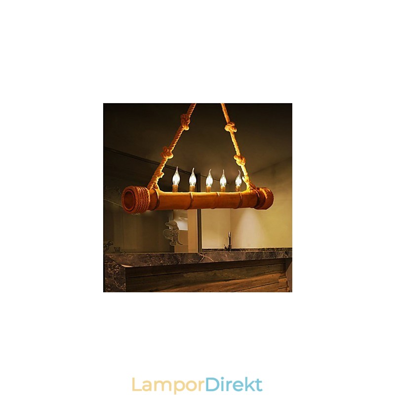 Cafe Pastoral Nostalgi Dekorativ Bambu Ljuskrona