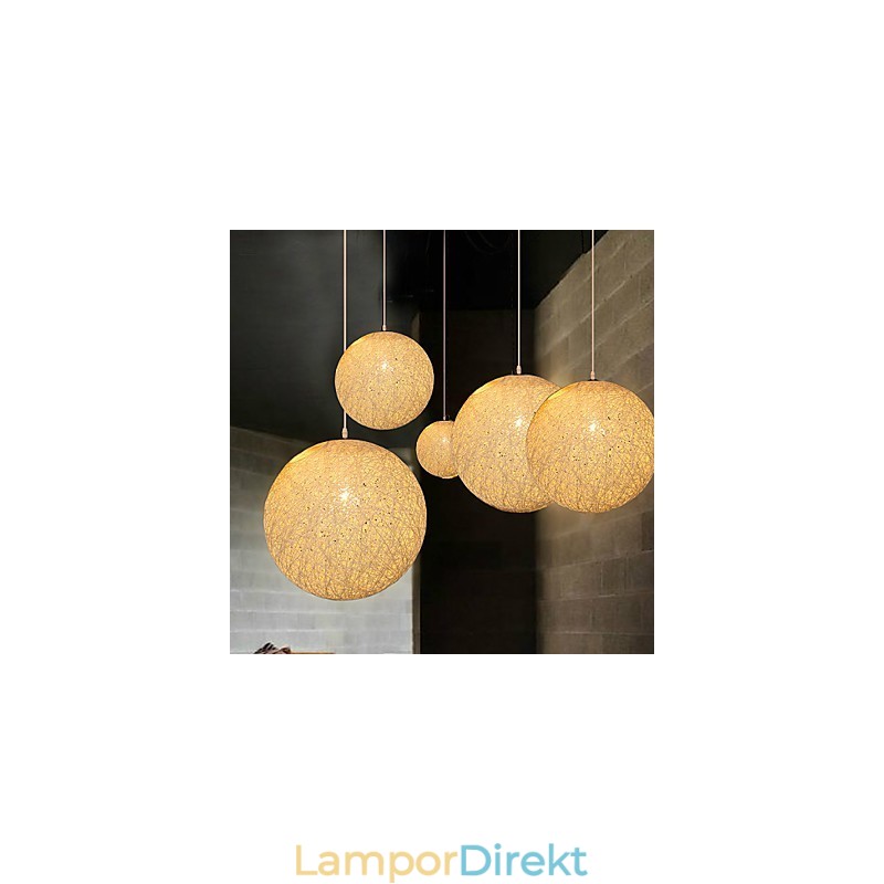 Samtida Och Kontrakterad Sfärisk Cany Art Lampa Hampa Ball Pendel Lamp Light