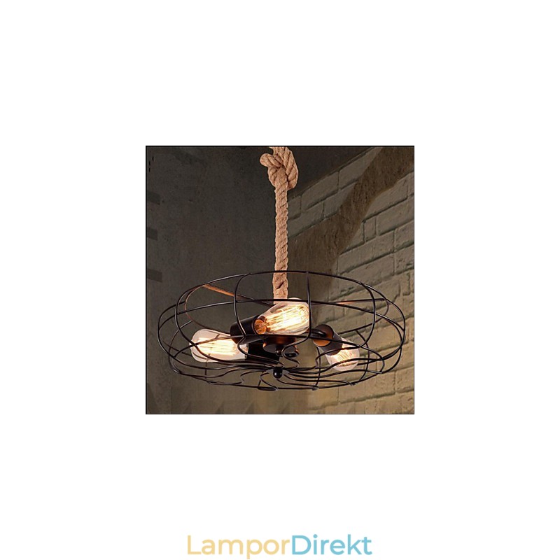 Vintage American Lron Rope Creative Industrial Fan Chandelier