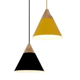 Mini Artistic Cone Pendellampa 1 Ljus Mordern Enkelhet Finish Svart Vit Gul Aluminium & Trä Droplight