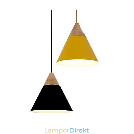 Mini Artistic Cone Pendellampa 1 Ljus Mordern Enkelhet Finish Svart Vit Gul Aluminium & Trä Droplight