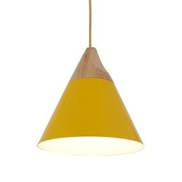 Mini Artistic Cone Pendellampa 1 Ljus Mordern Enkelhet Finish Svart Vit Gul Aluminium & Trä Droplight