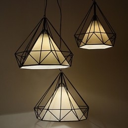 Diamond Mini Pendel Lampa 1 Ljus Modern Enkelhet Svart & Vit Färdig Kolstål Duk Droplight