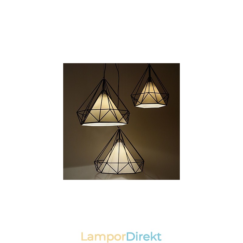 Diamond Mini Pendel Lampa 1 Ljus Modern Enkelhet Svart & Vit Färdig Kolstål Duk Droplight