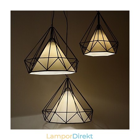 Diamond Mini Pendel Lampa 1 Ljus Modern Enkelhet Svart & Vit Färdig Kolstål Duk Droplight Diamond Mini Pendel Lampa 1 Ljus Modern Enkelhet Svart & Vit Färdig Kolstål Duk Droplight