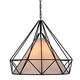 Diamond Mini Pendel Lampa 1 Ljus Modern Enkelhet Svart & Vit Färdig Kolstål Duk Droplight