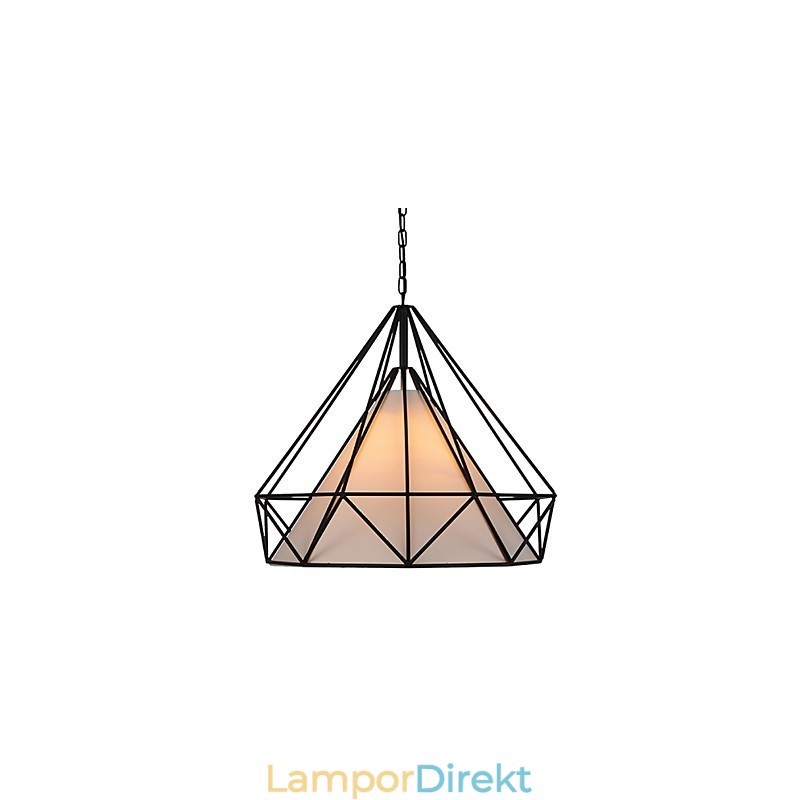 Diamond Mini Pendel Lampa 1 Ljus Modern Enkelhet Svart & Vit Färdig Kolstål Duk Droplight