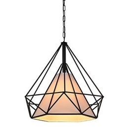 Diamond Mini Pendel Lampa 1 Ljus Modern Enkelhet Svart & Vit Färdig Kolstål Duk Droplight