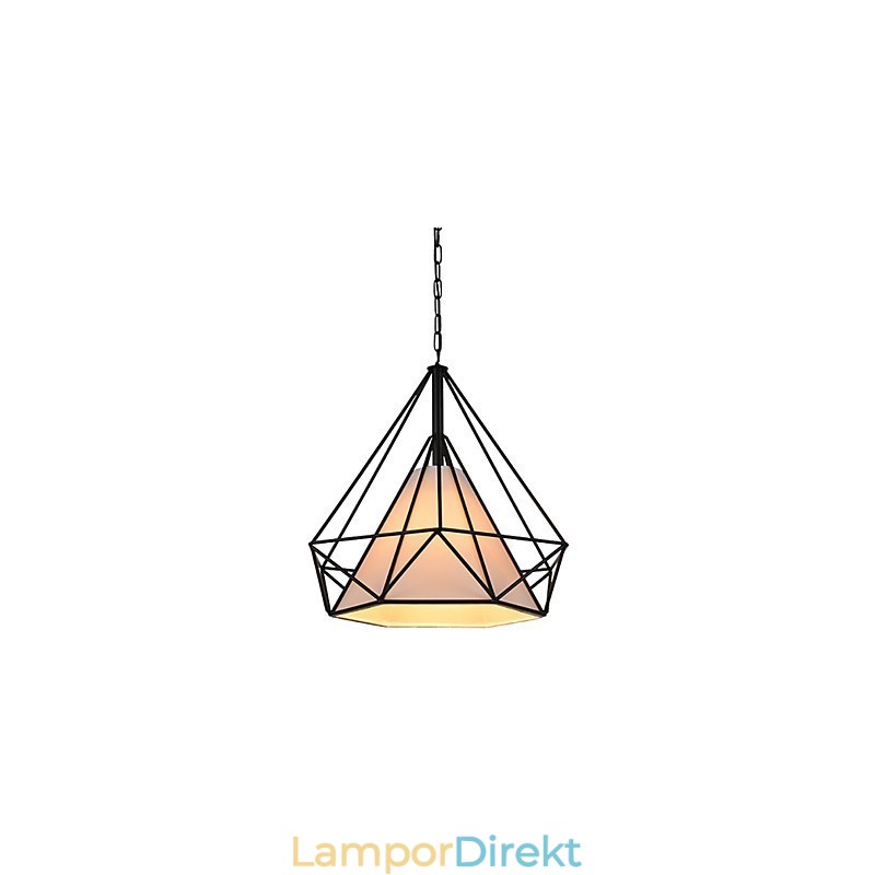 Diamond Mini Pendel Lampa 1 Ljus Modern Enkelhet Svart & Vit Färdig Kolstål Duk Droplight