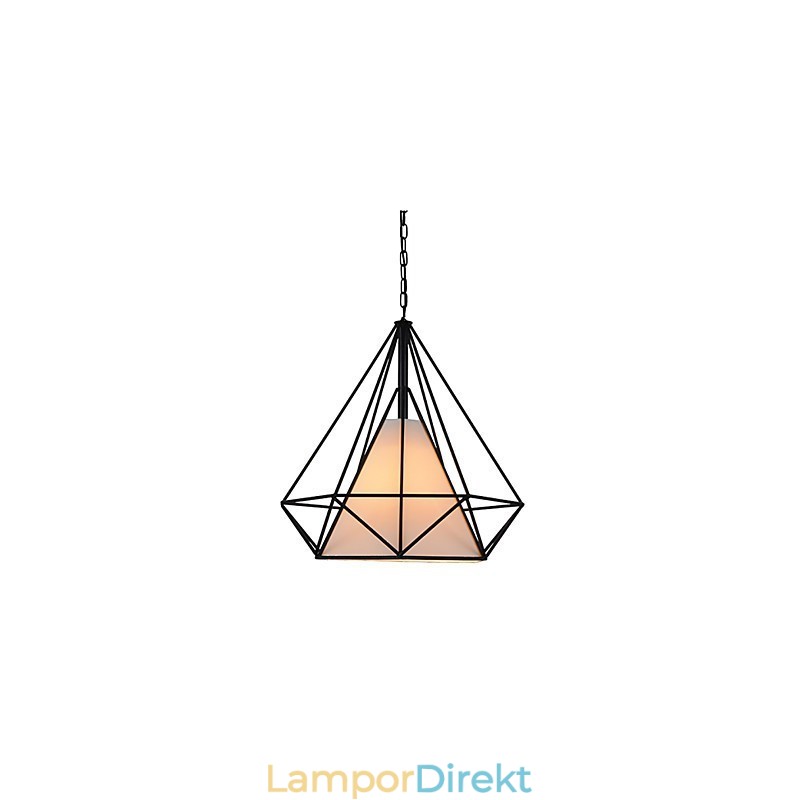 Diamond Mini Pendel Lampa 1 Ljus Modern Enkelhet Svart & Vit Färdig Kolstål Duk Droplight