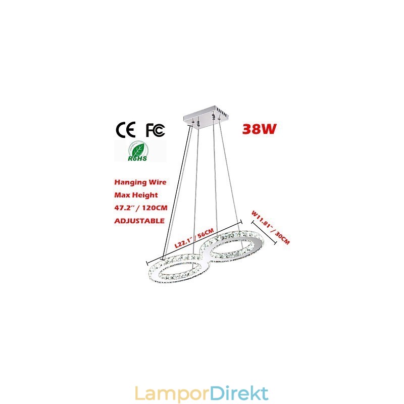 Crystal Ceiling Pendel Light Chandelier Belysningsarmaturer