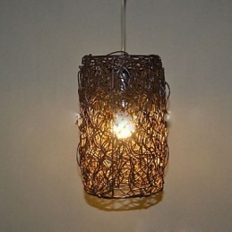 Modern Lantlig Cany Art Vävd Rotting Enkelhuvud Droplight Lampa