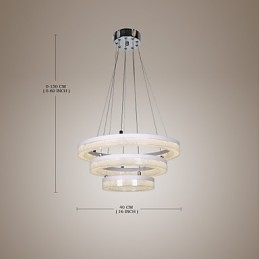 Kristall Pendelljus Modern Lampa Tre Ringar