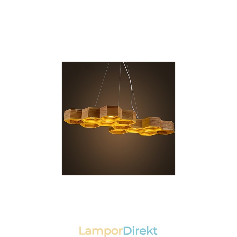 Designer Art Individuality Ljuskrona Simple Honeycomb Wood Lamps