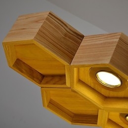 Designer Art Individuality Ljuskrona Simple Honeycomb Wood Lamps