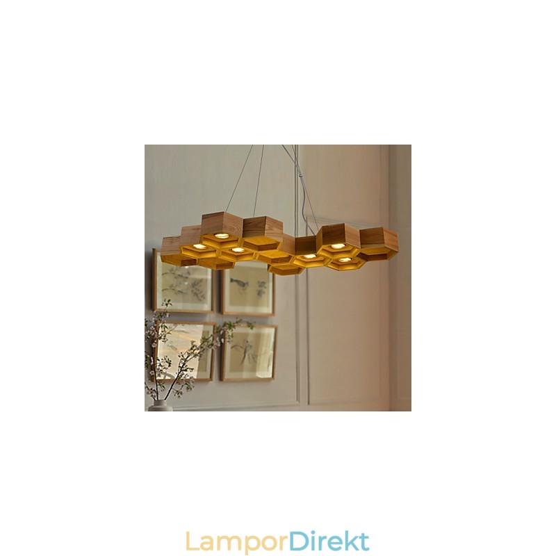 Designer Art Individuality Ljuskrona Simple Honeycomb Wood Lamps