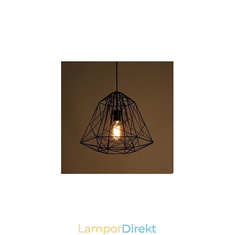 Retro Liten Sittande Smidesjärn Diamanthängande Lampa